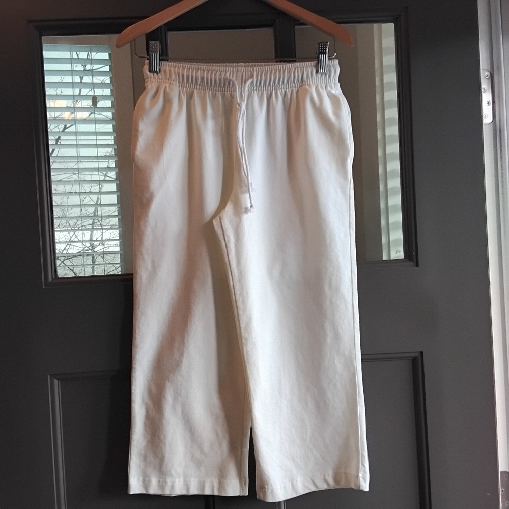 Karen Scott Sport Petites White Drawstring Cotton Capri Pants
